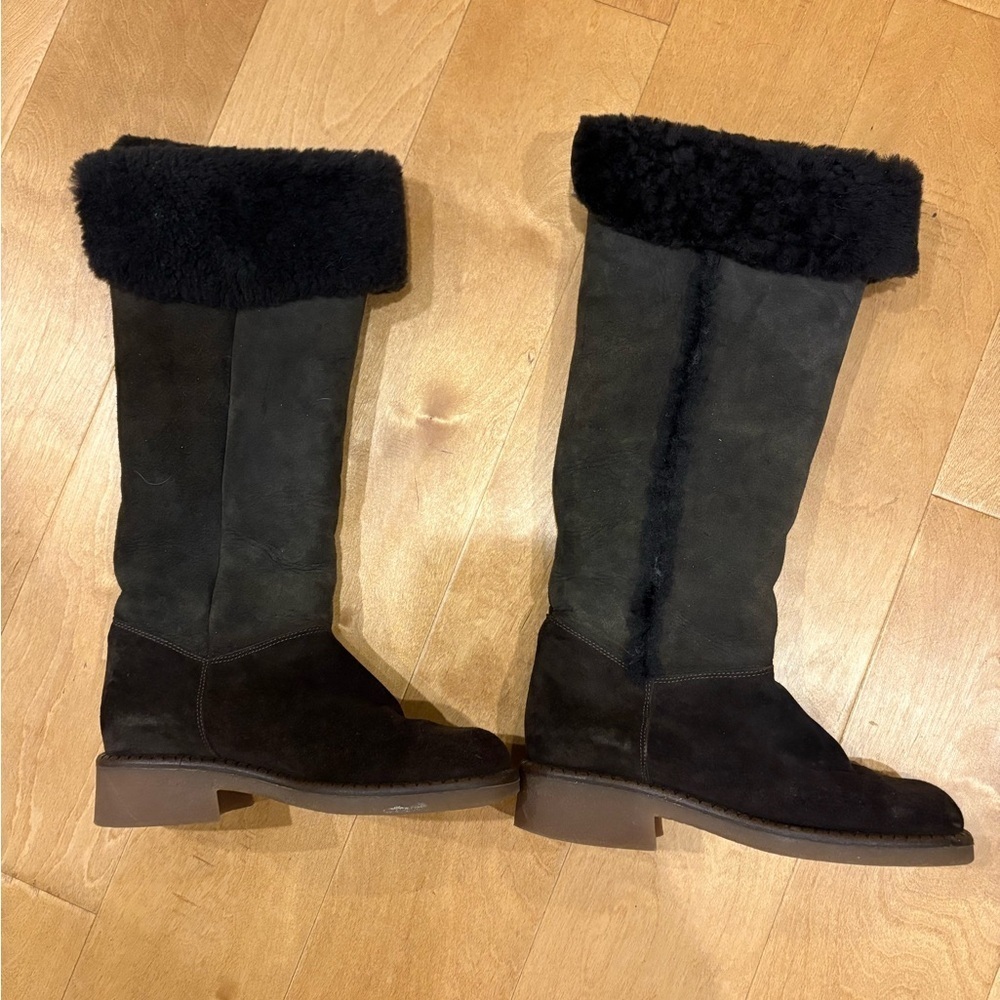 La Canadienne shearling knee high boots brown sz 7.5